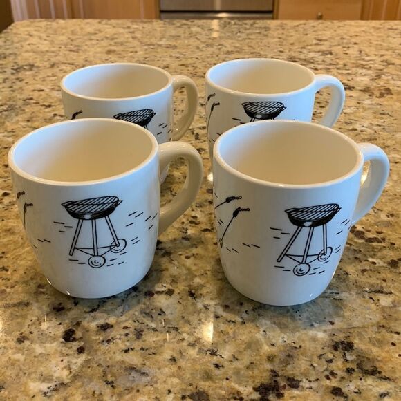 Set of 4‎ Kitschy vintage mugs Grilling BBQ Set Tea Cups ceramic - Picture 1 of 5